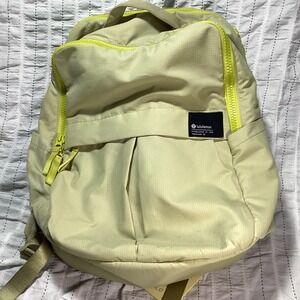 Lululemon Cruiser Backpack Beige Lime Green Ripstop Commuter Travel Bag